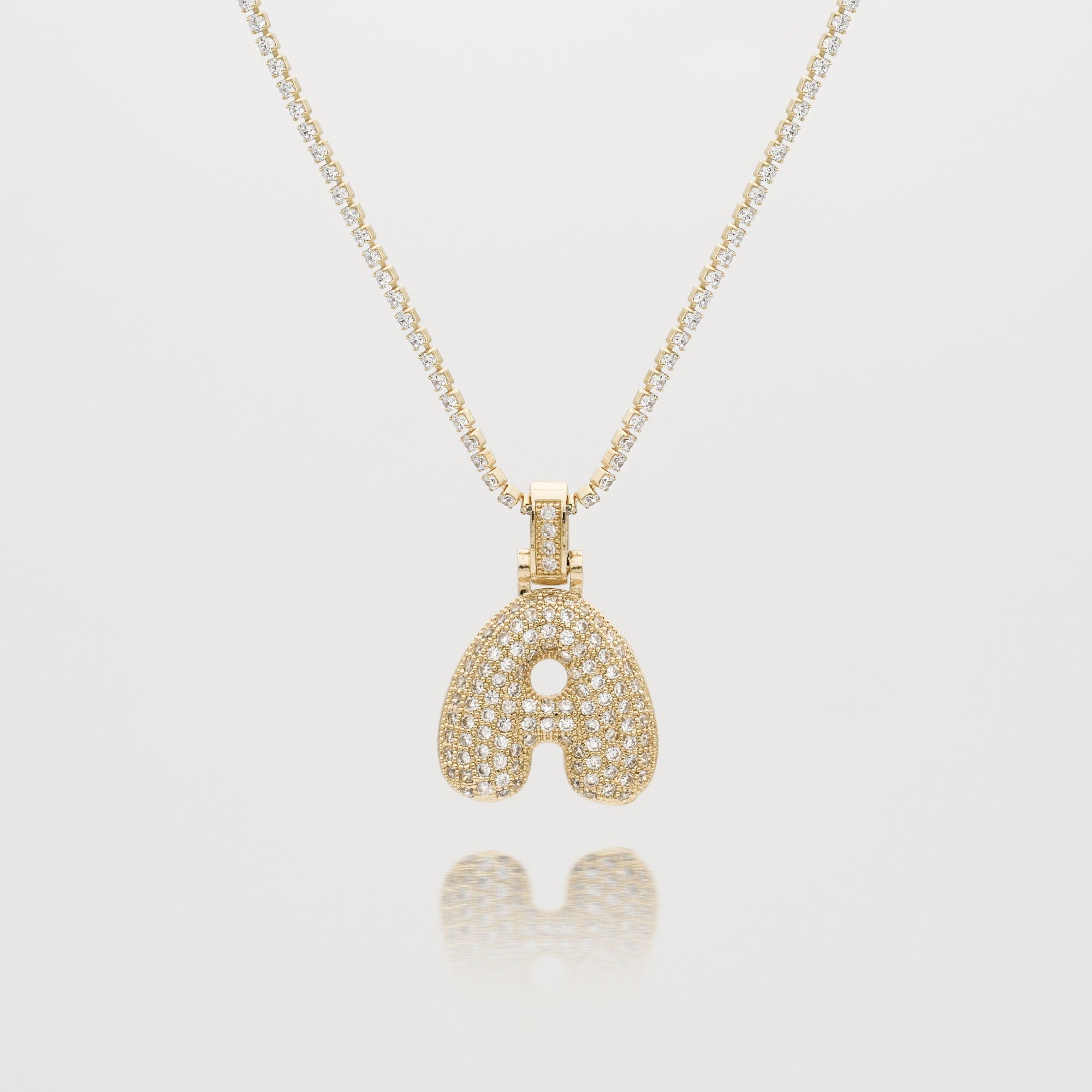ICY Bubble Letter Initial Necklace
