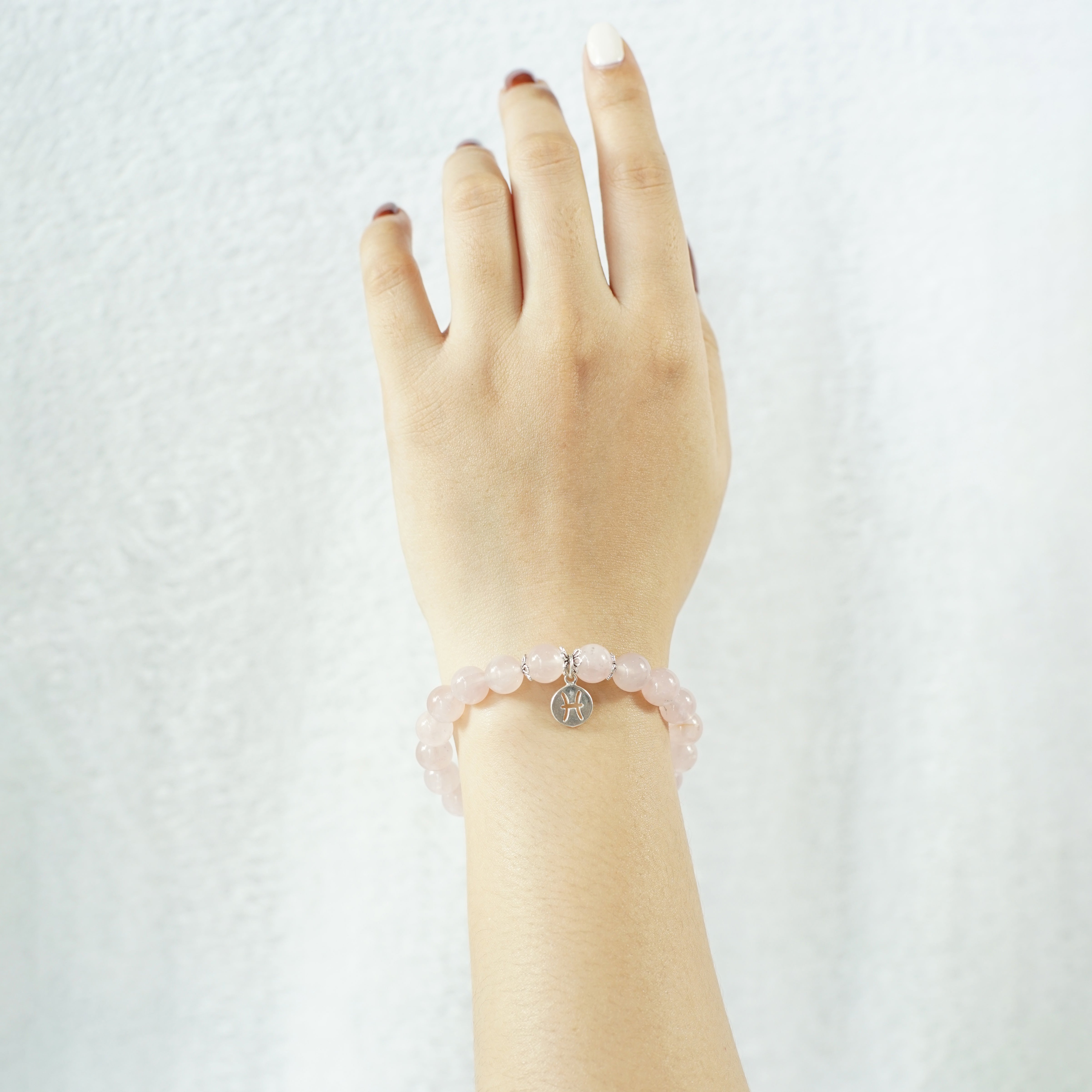 Pisces Zodiac Sign - Rose Quartz Gemstone Bracelet