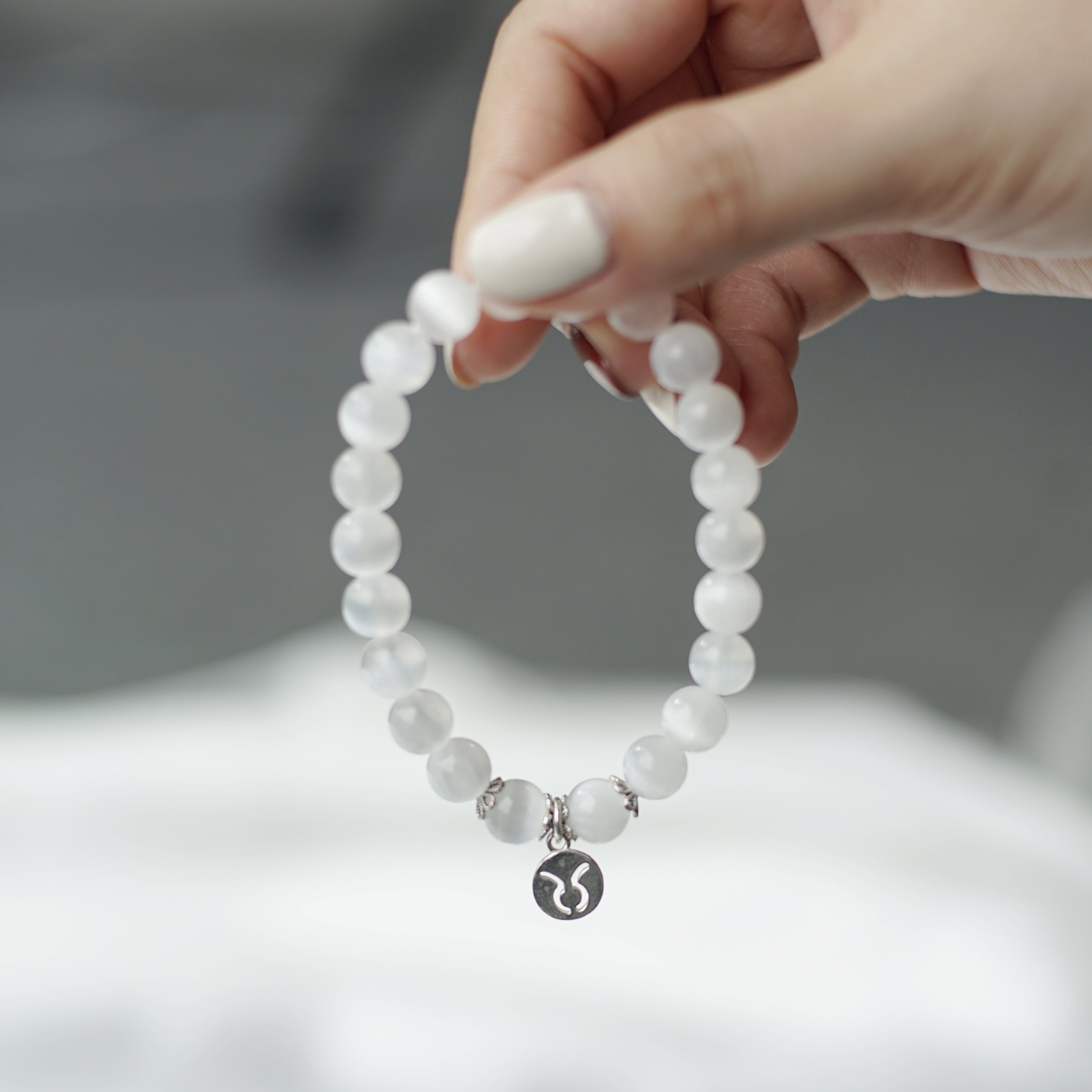 Taurus Zodiac Sign - Selenite Gemstone Bracelet