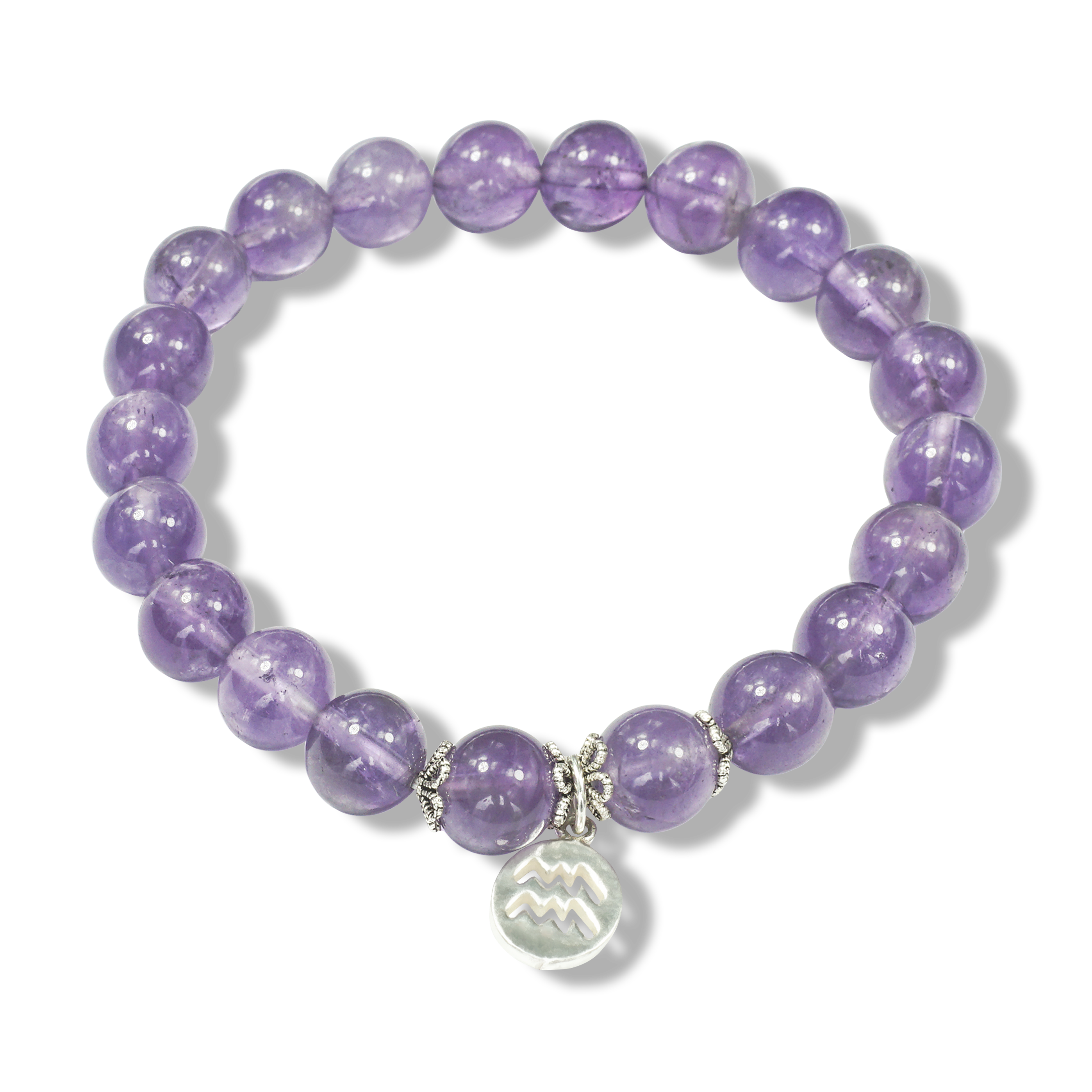 Aquarius Zodiac Sign - Amethyst Gemstone Bracelet