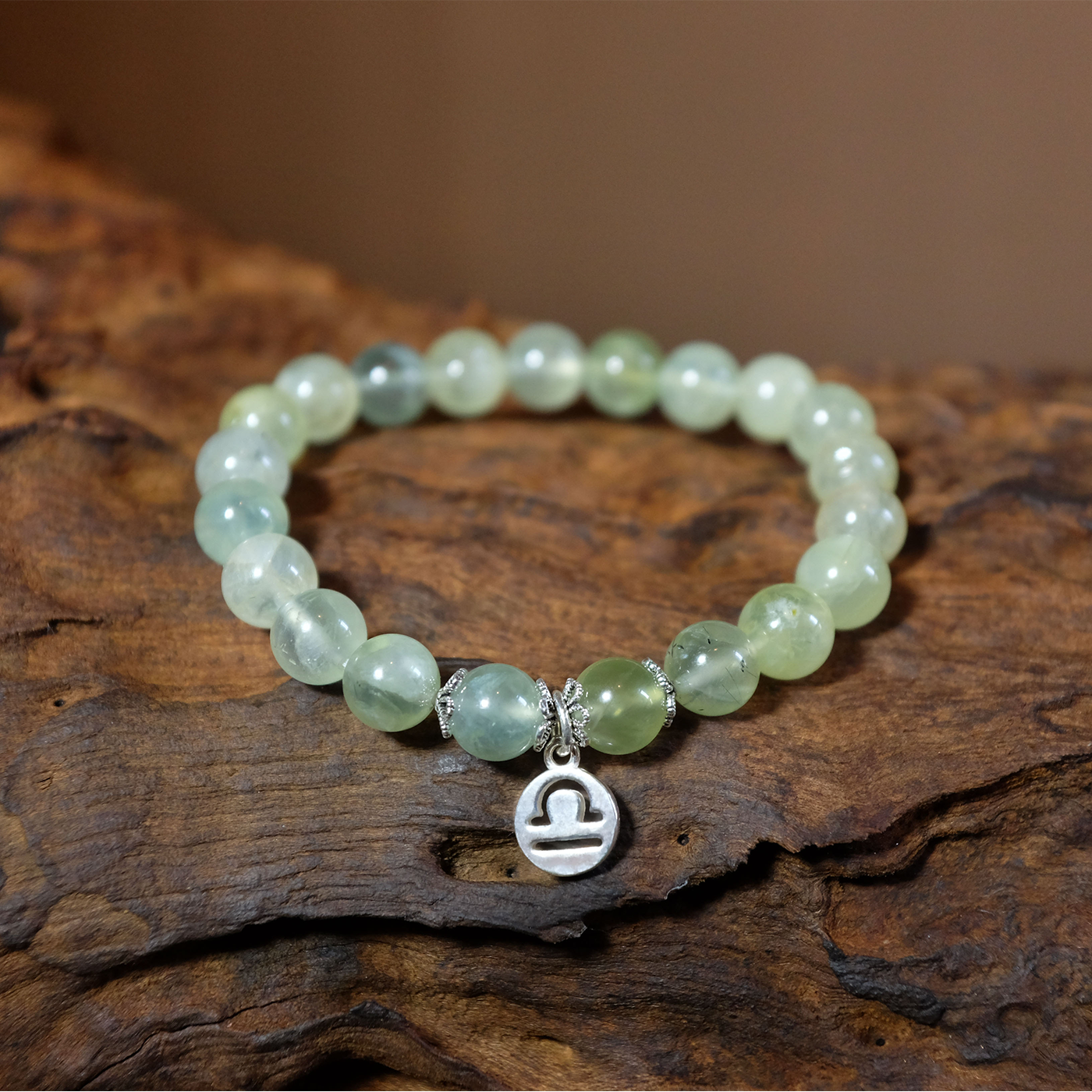 Libra Zodiac Sign - Prehnite Gemstone Bracelet