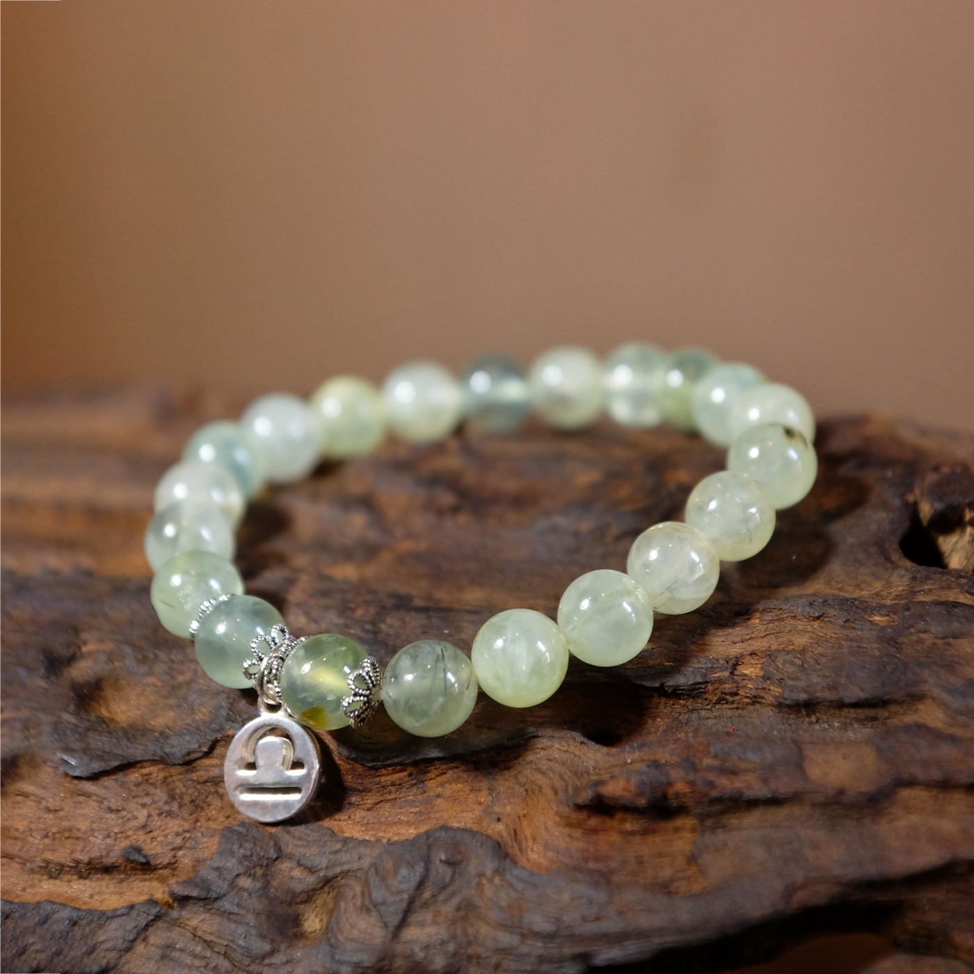 Libra Zodiac Sign - Prehnite Gemstone Bracelet