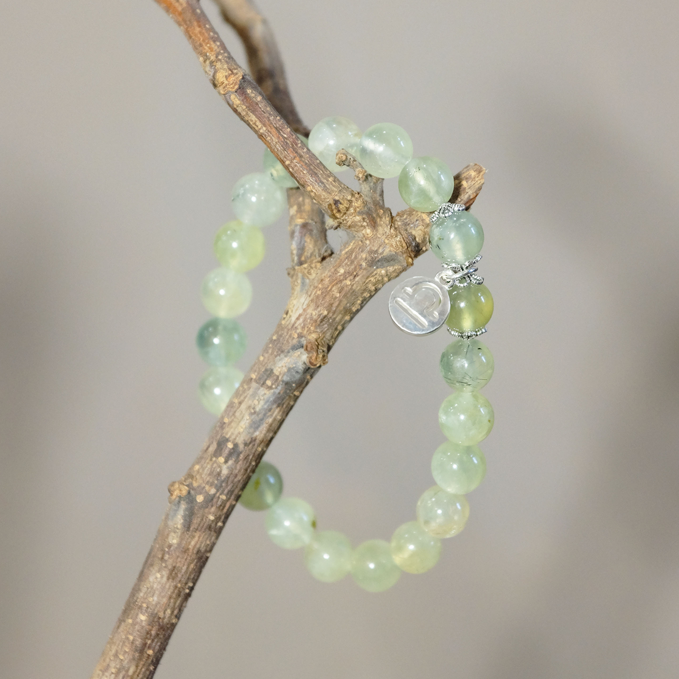 Libra Zodiac Sign - Prehnite Gemstone Bracelet