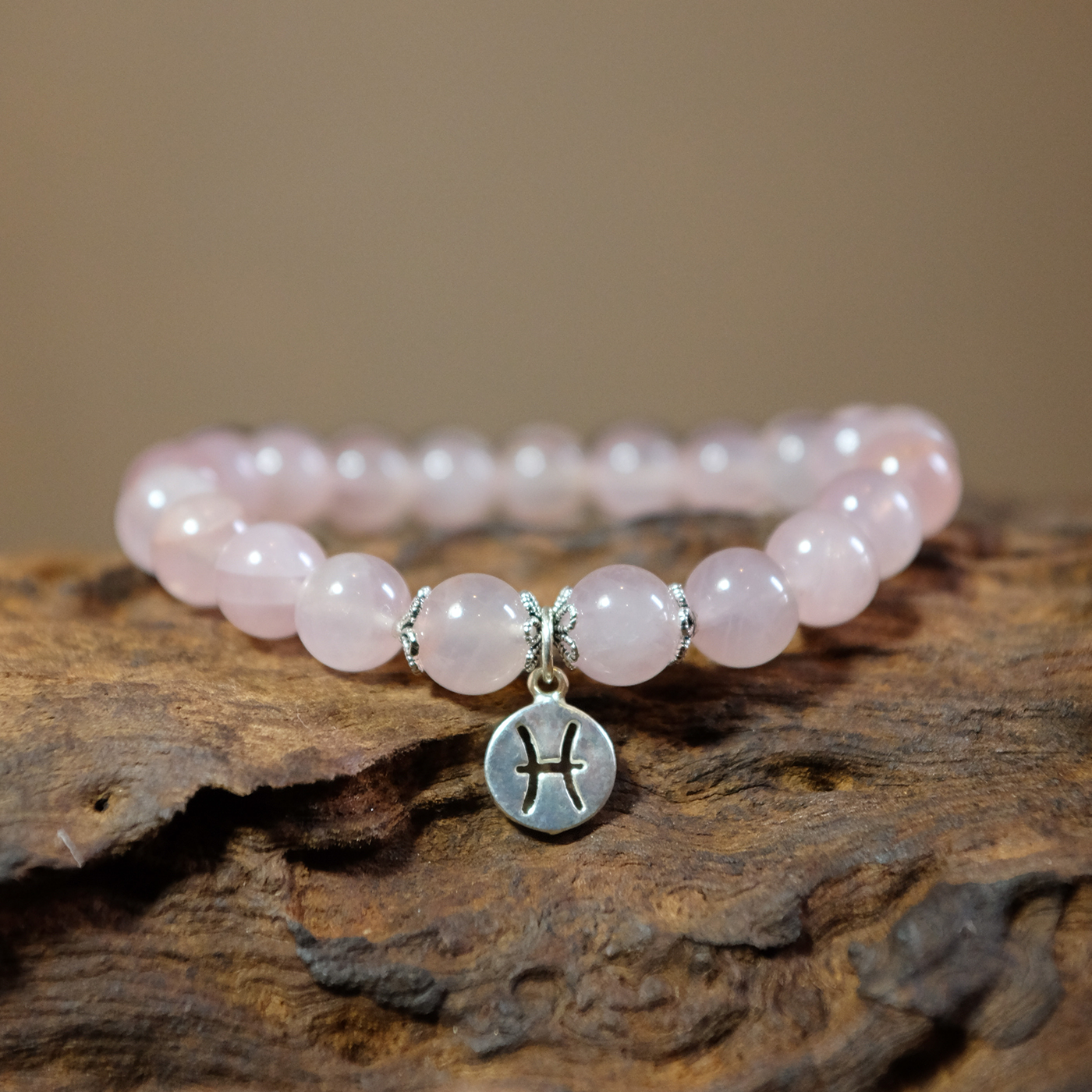 Pisces Zodiac Sign - Rose Quartz Gemstone Bracelet