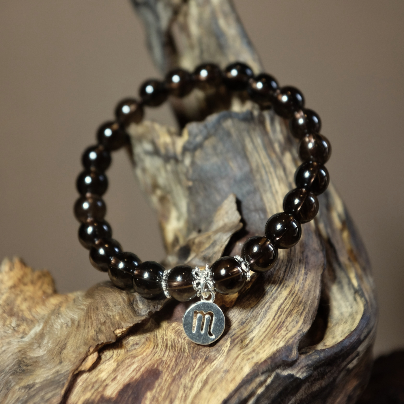 Scorpio Zodiac Sign - Smoky Quartz Gemstone Bracelet