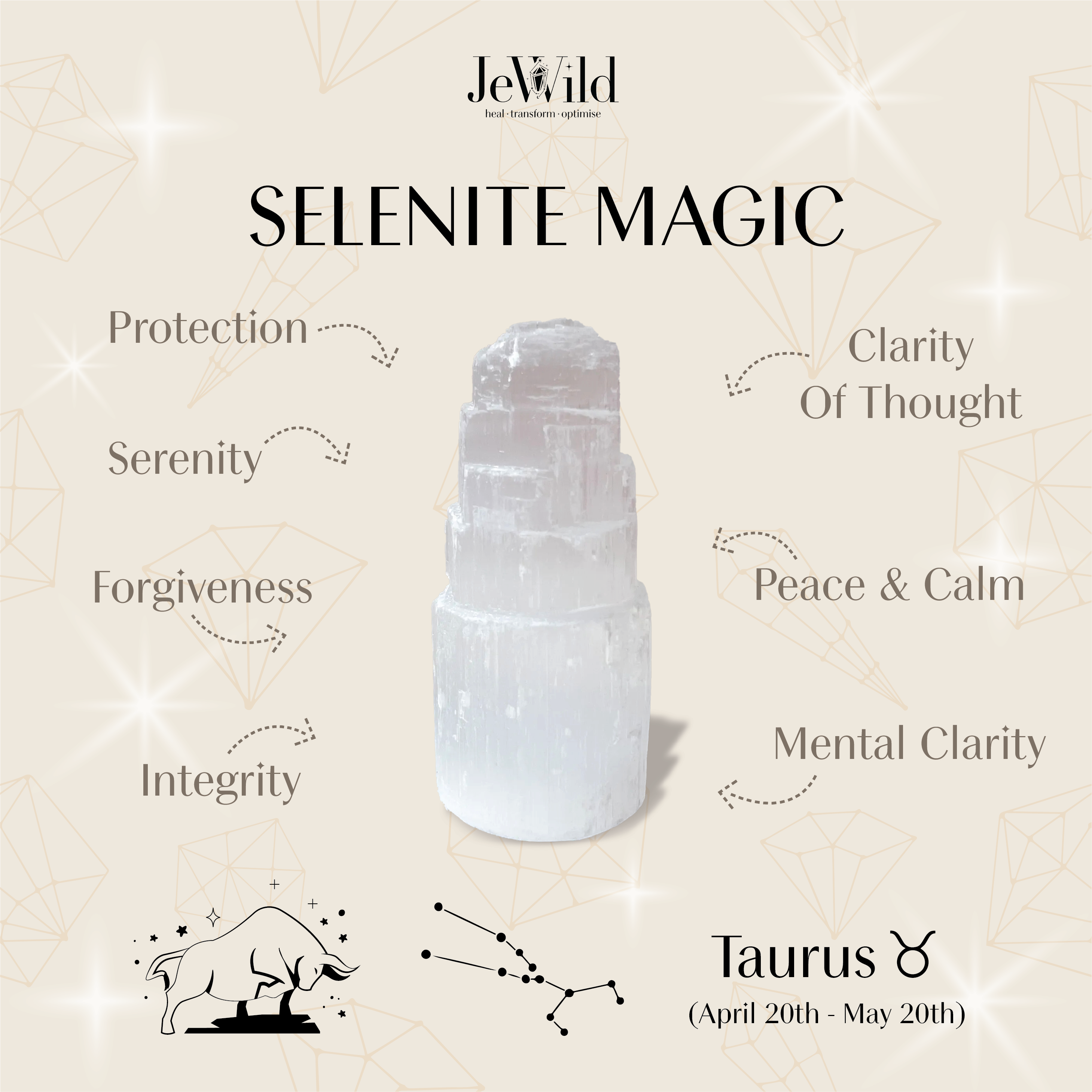 Taurus Zodiac Sign - Selenite Gemstone Bracelet