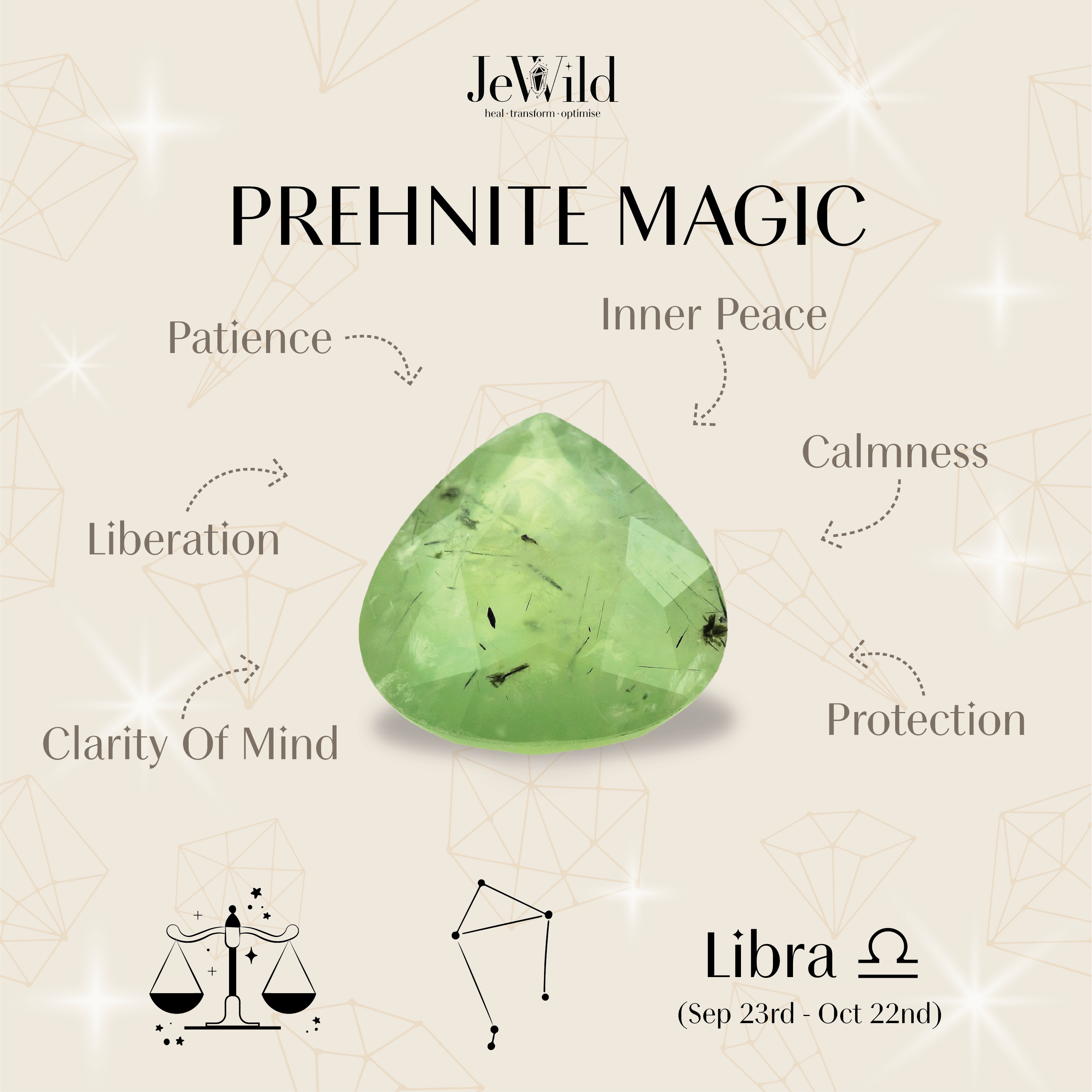 Libra Zodiac Sign - Prehnite Gemstone Bracelet