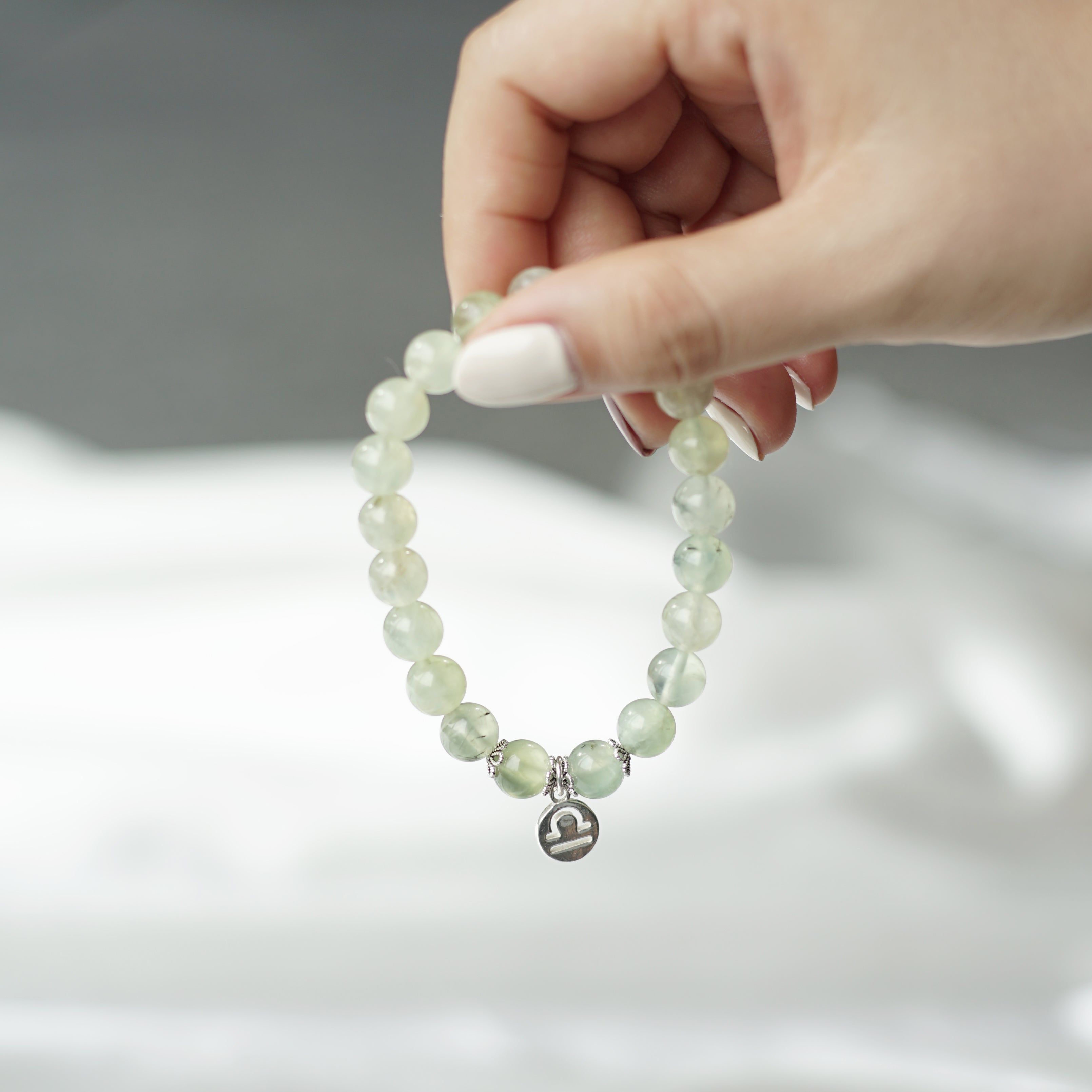 Libra Zodiac Sign - Prehnite Gemstone Bracelet